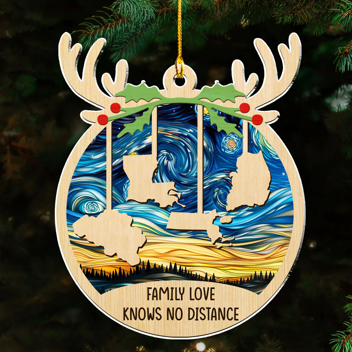 Love Between Family Knows No Distance - Personalized Custom Acrylic Ornament - Image 3
