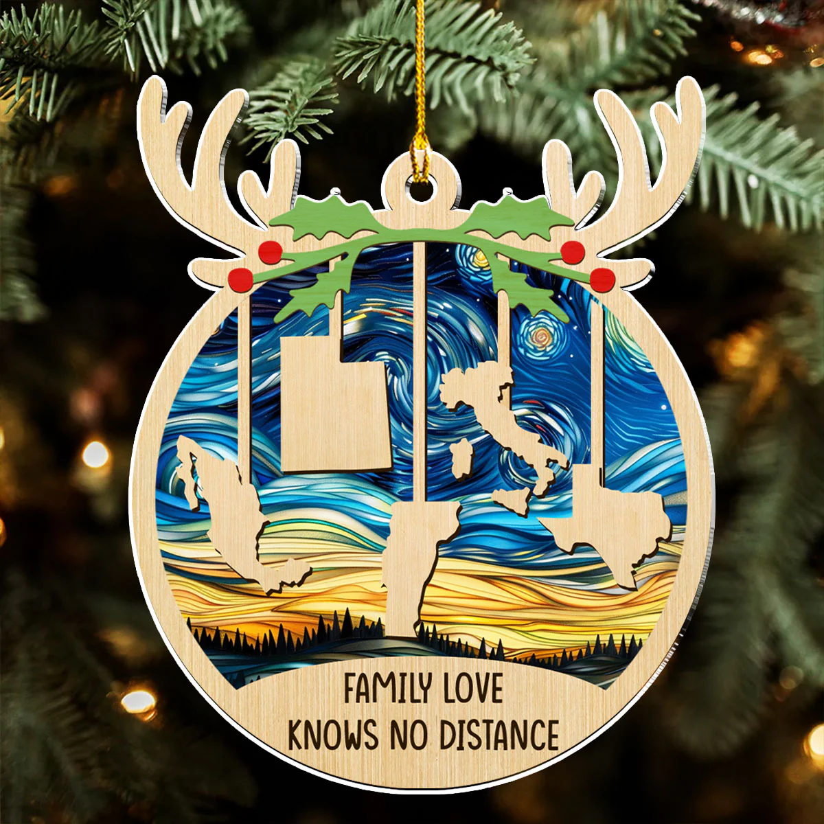 Love Between Family Knows No Distance - Personalized Custom Acrylic Ornament - Image 4