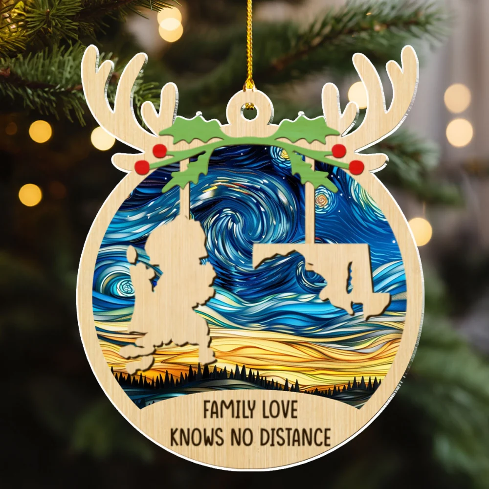 Love Between Family Knows No Distance - Personalized Custom Acrylic Ornament - Image 6