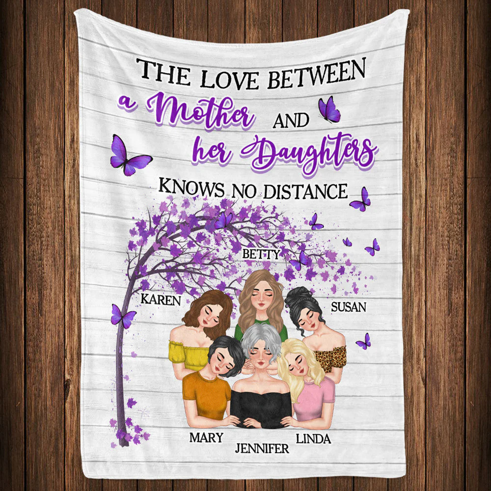 Love Between Mom And Daughters No Distance - Personalized Custom Fleece Blanket - Image 5