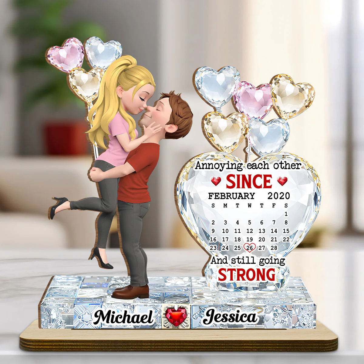 Love Bound - Personalized Custom 2-Layer Wood Plaque With Flat Base
