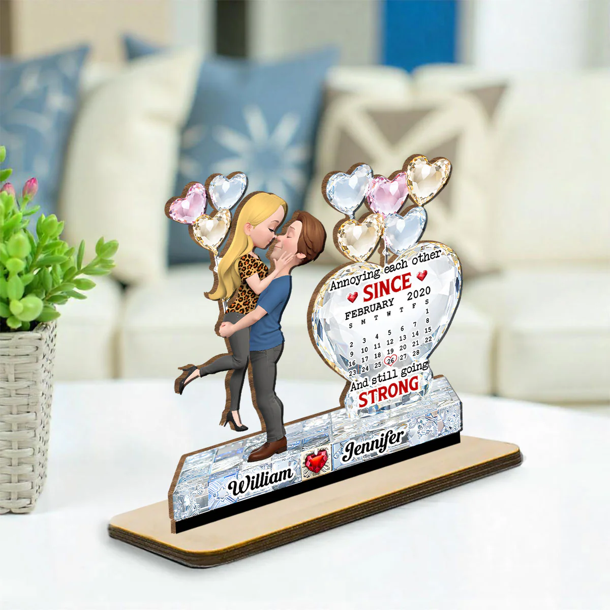 Love Bound - Personalized Custom 2-Layer Wood Plaque With Flat Base - Image 3