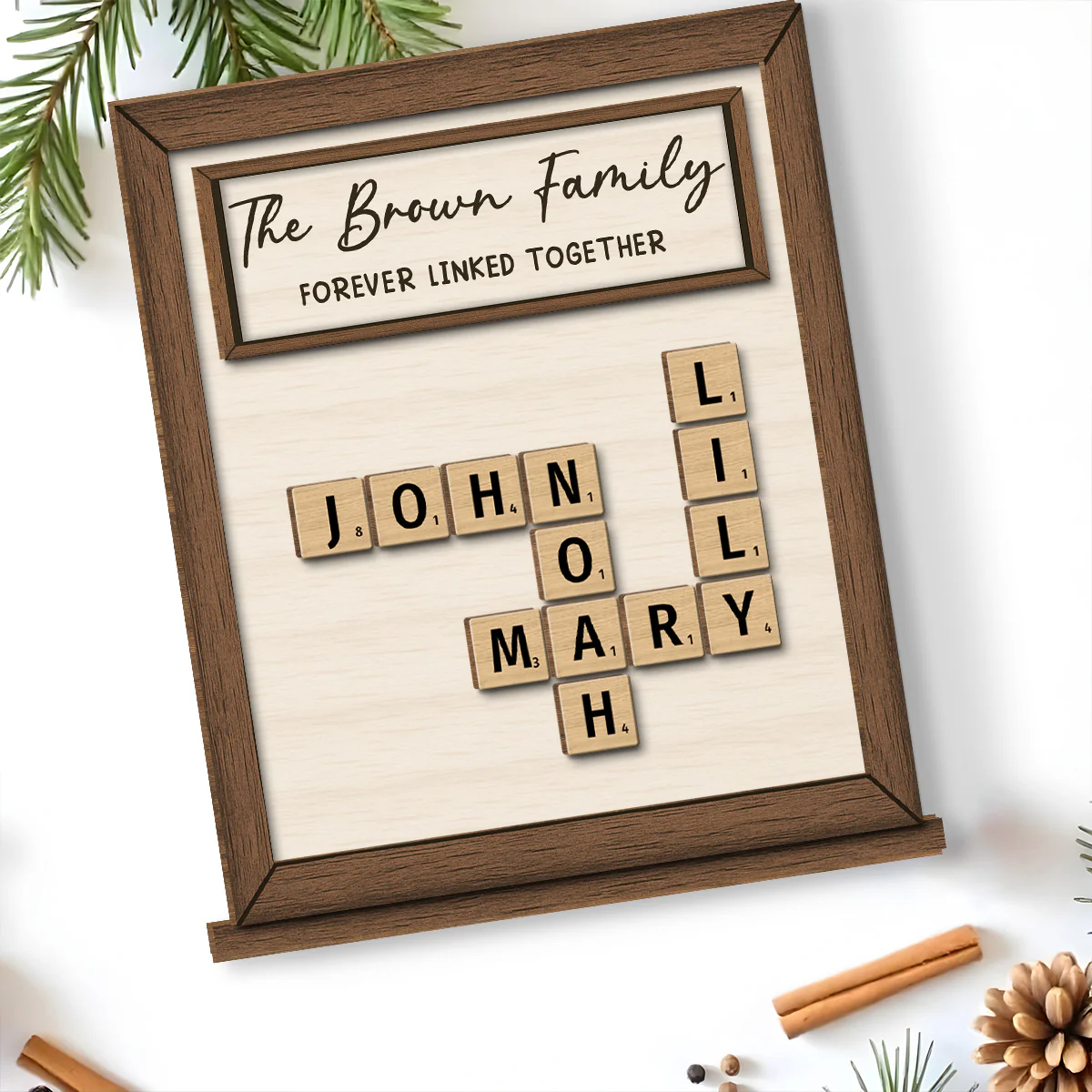 Love Connects Us Forevermore - Personalized Custom 2-Layer Wood Plaque With Flat Base - Image 2
