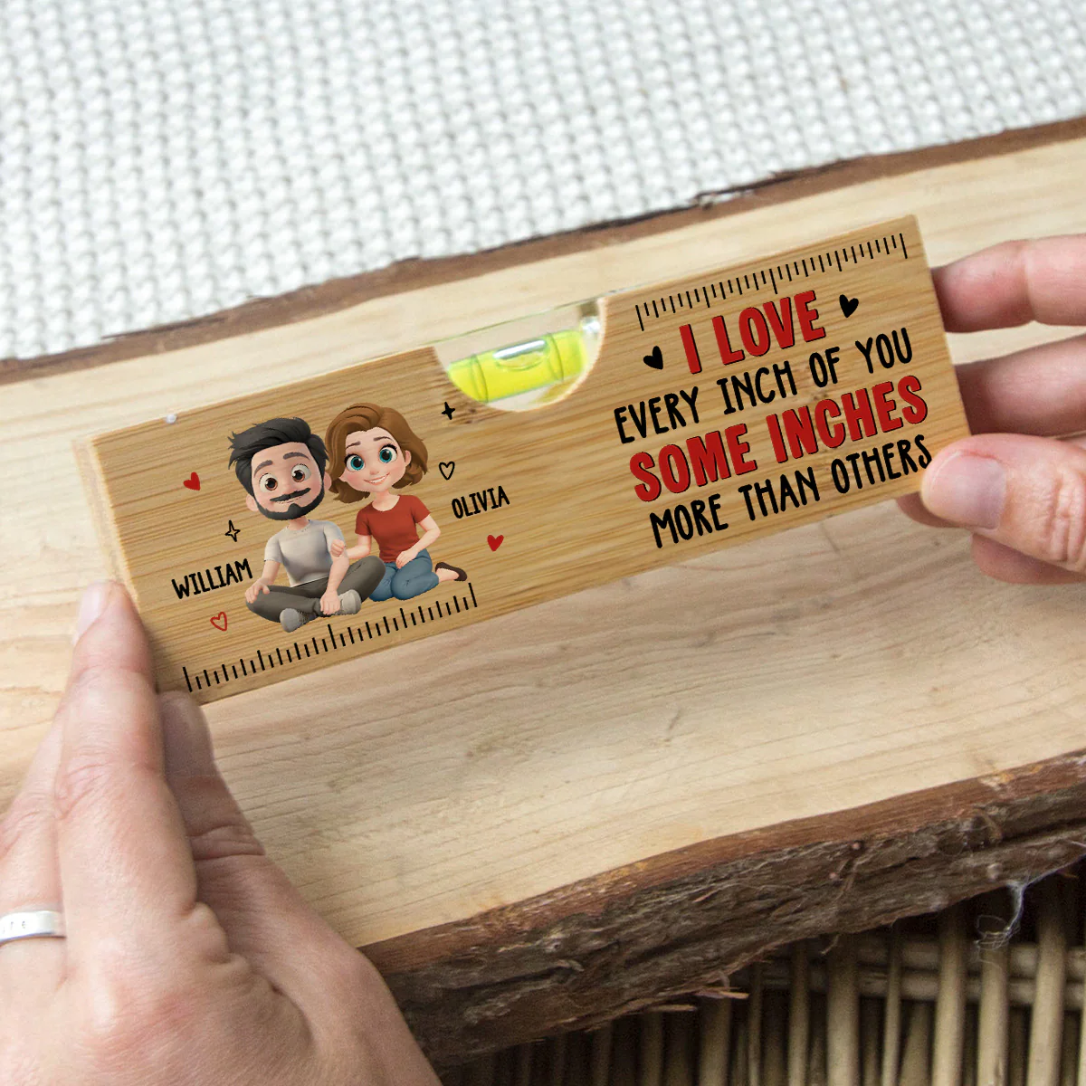 Love Every Inch Of You - Personalized Custom Wooden Spirit Level Bottle Opener - Image 2