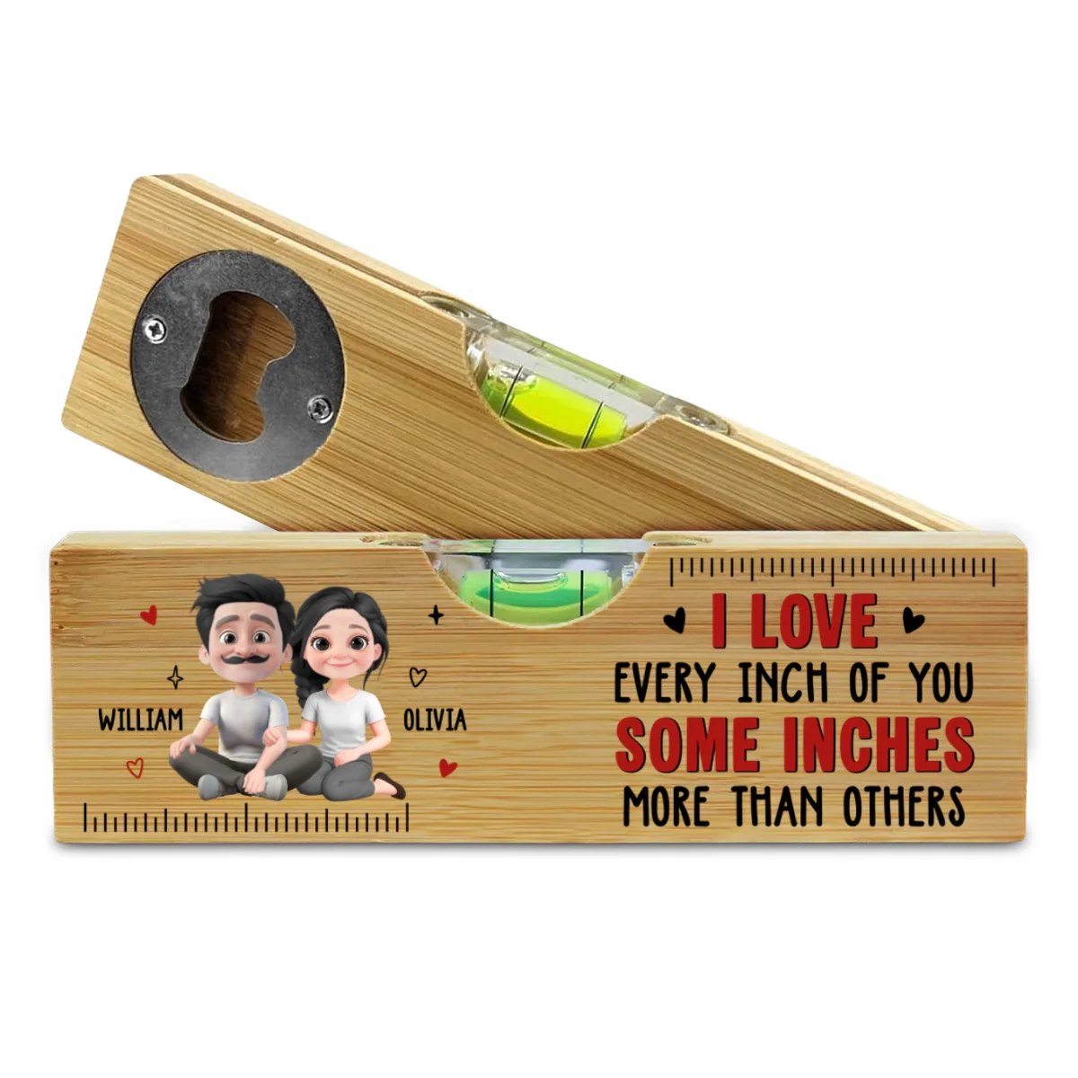 Love Every Inch Of You - Personalized Custom Wooden Spirit Level Bottle Opener - Image 6