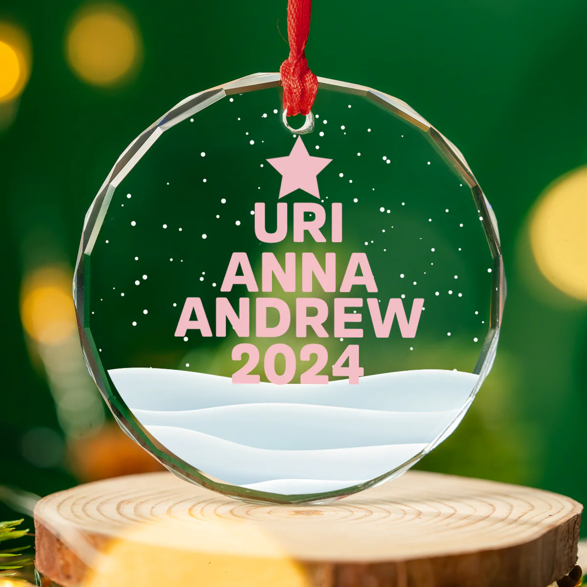 Love Family - Personalized Custom Glass Ornament - Image 4