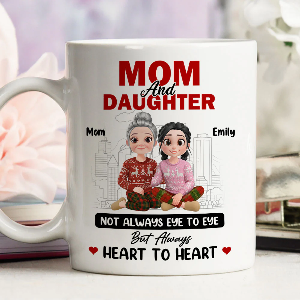 Love Flows Mother To Daughter - Personalized Custom Coffee Mug - Image 2