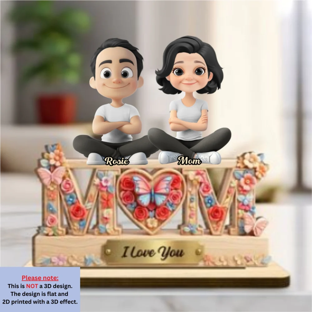 Love For Our Mom - Personalized Custom 2-Layer Wood Plaque With Flat Base - Image 6