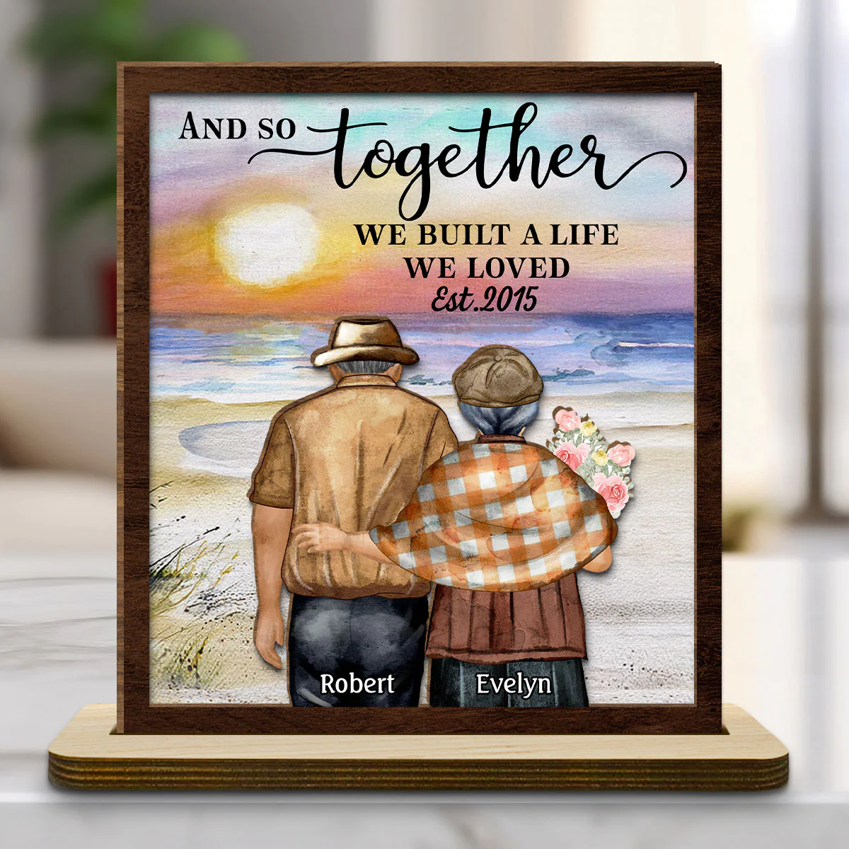 Love Forever - Personalized Custom 2-Layer Wood Plaque With Flat Base