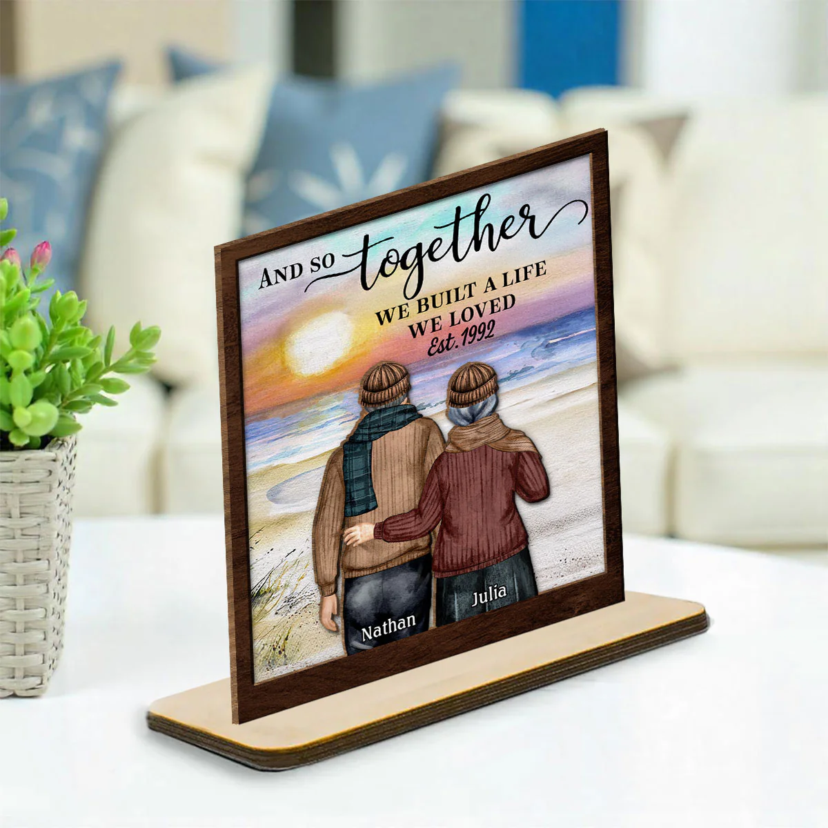 Love Forever - Personalized Custom 2-Layer Wood Plaque With Flat Base - Image 3