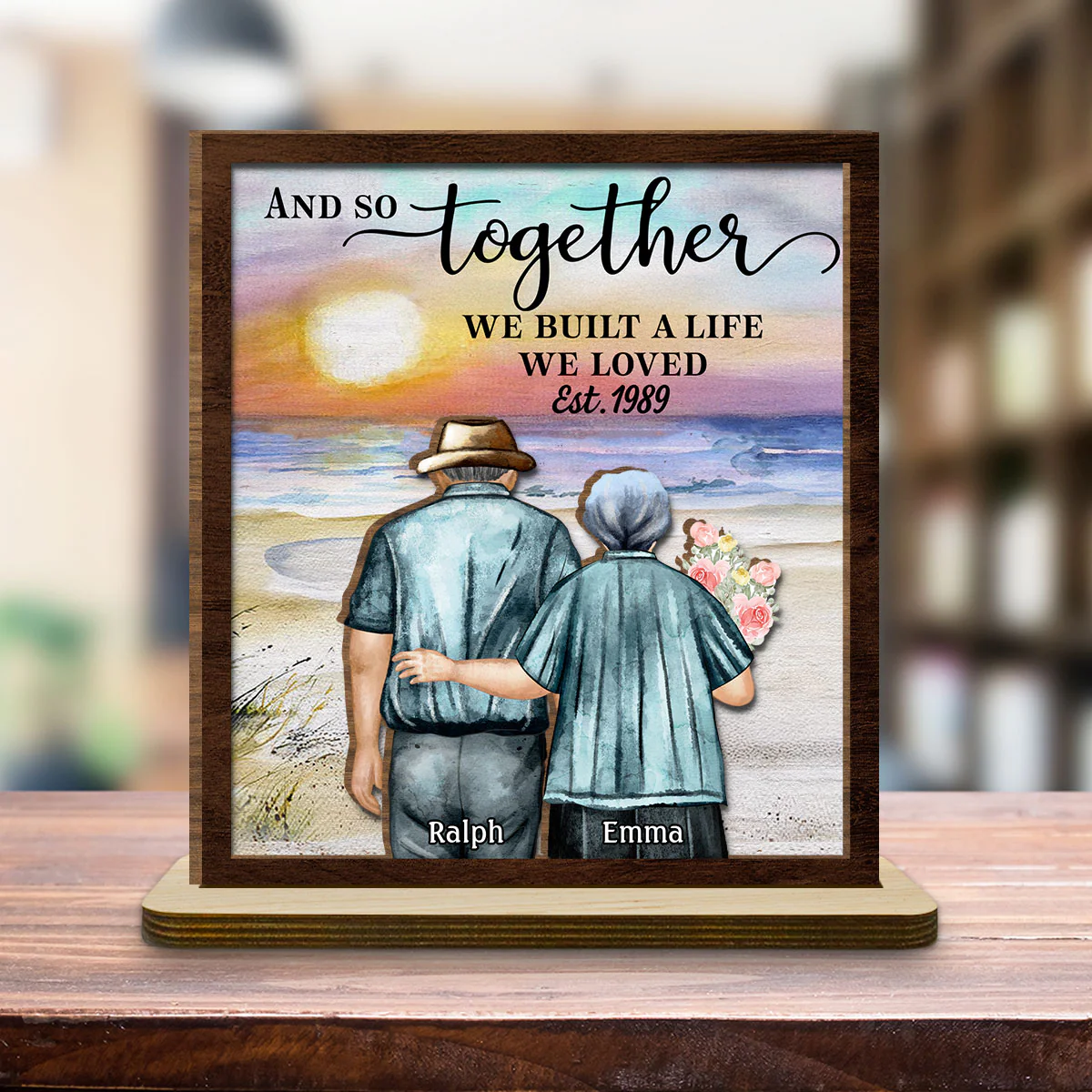 Love Forever - Personalized Custom 2-Layer Wood Plaque With Flat Base - Image 4