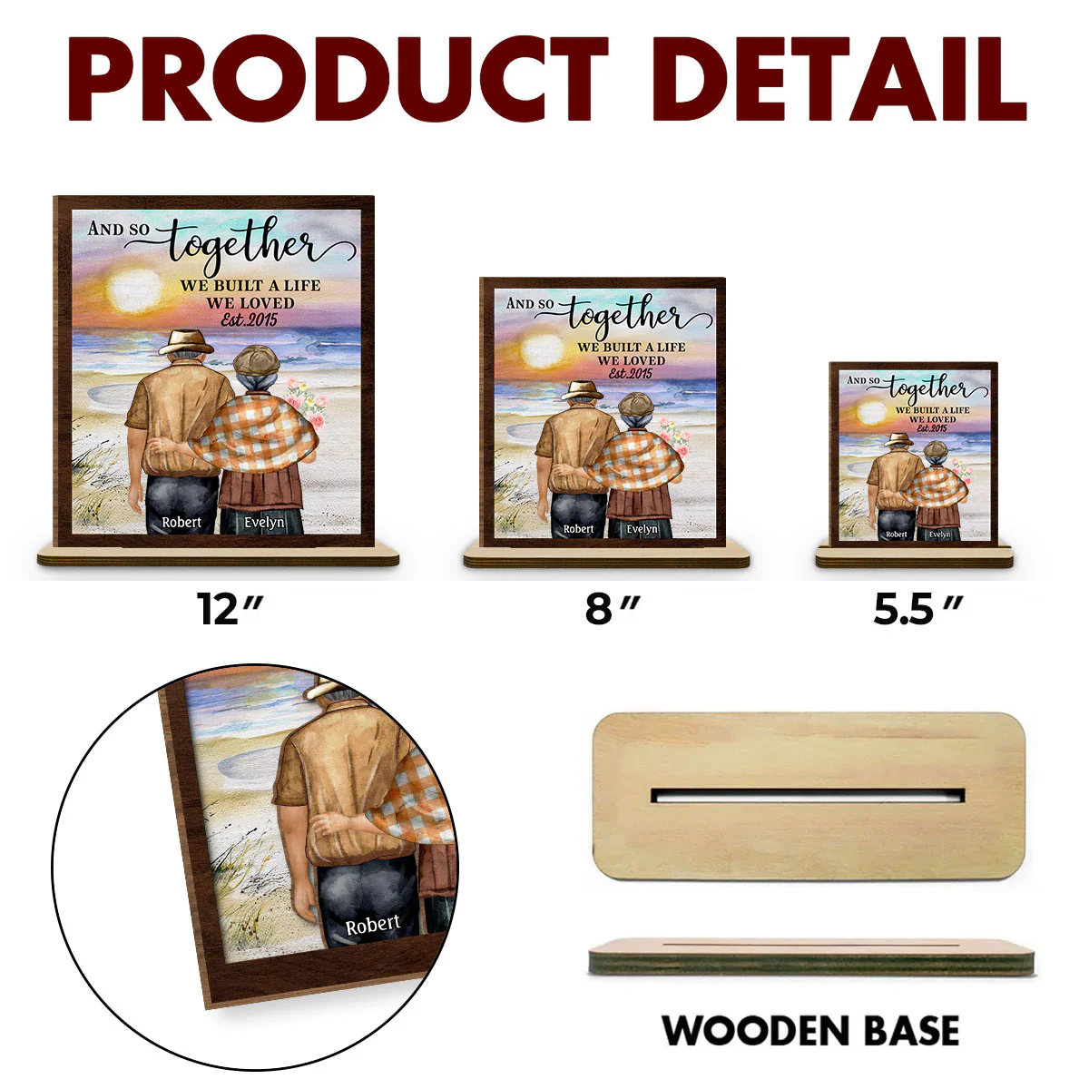 Love Forever - Personalized Custom 2-Layer Wood Plaque With Flat Base - Image 7