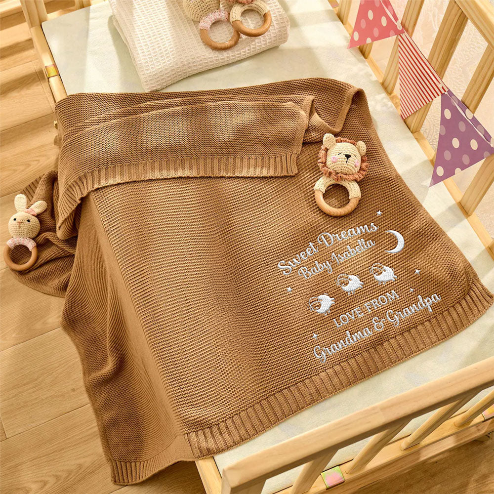 Love From Grandma - Personalized Custom Embroidered Knitted Baby Blanket - Image 4