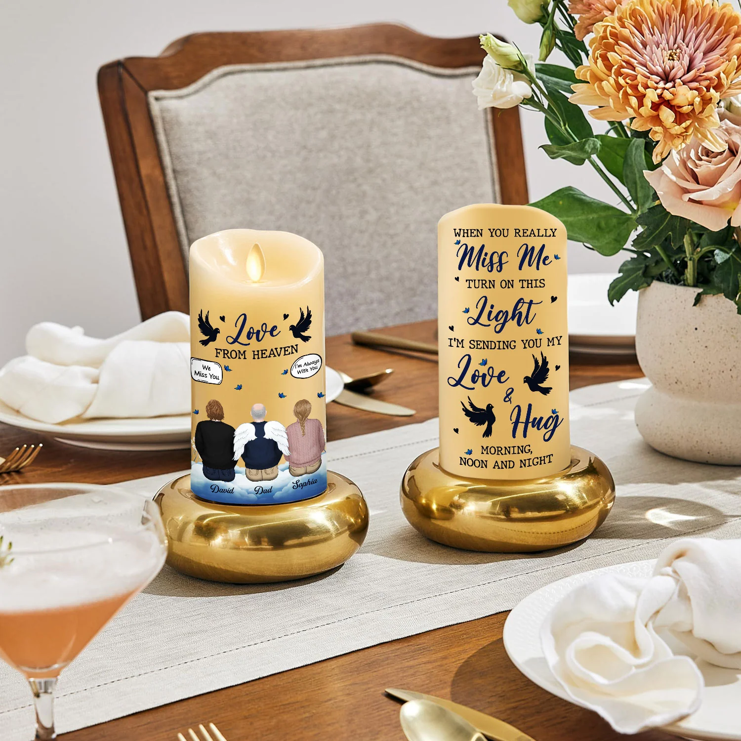 Love From Heaven - Personalized Custom LED Candle - Image 3