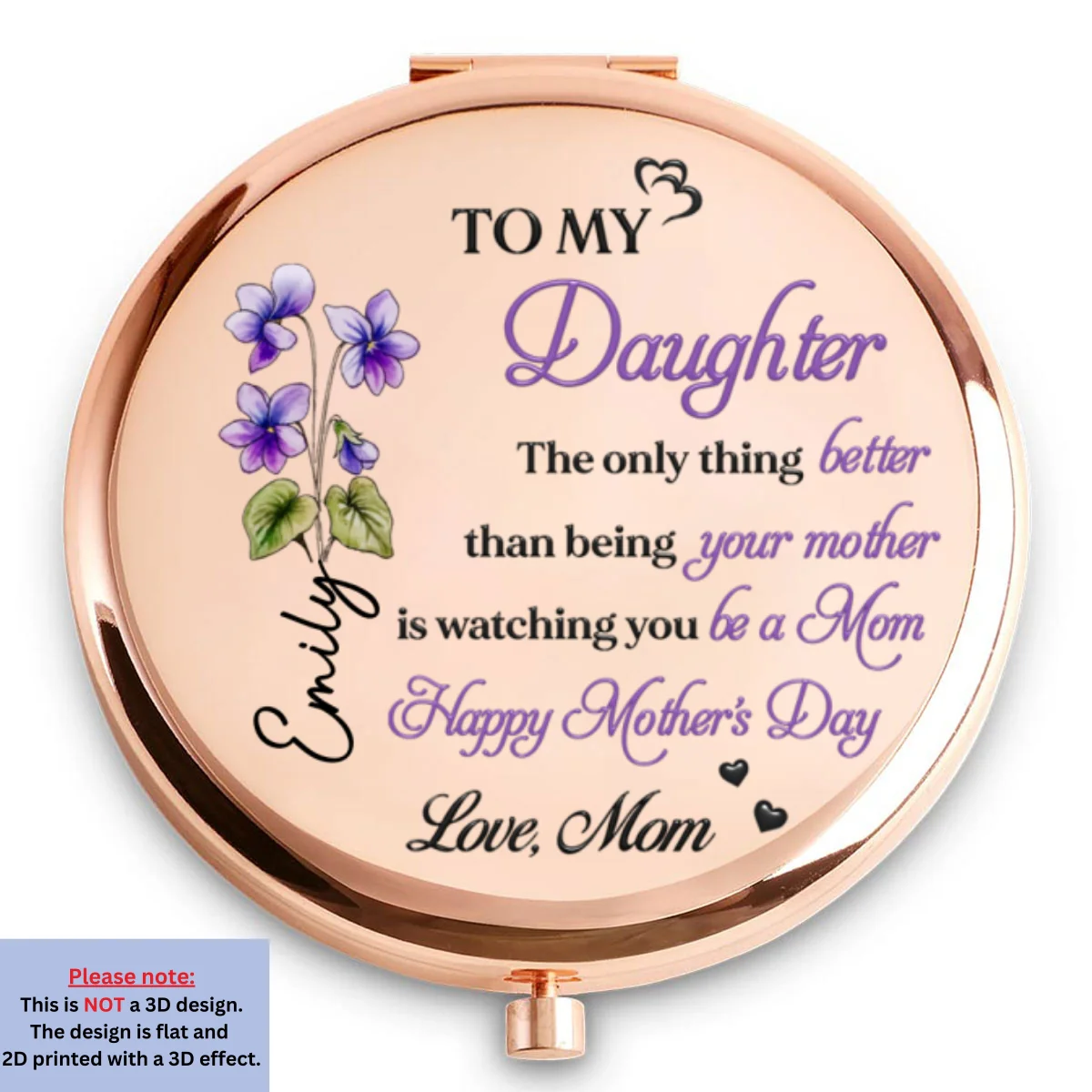 Love From Mom Mum - Personalized Custom 3D Effect Compact Mirror - Image 6