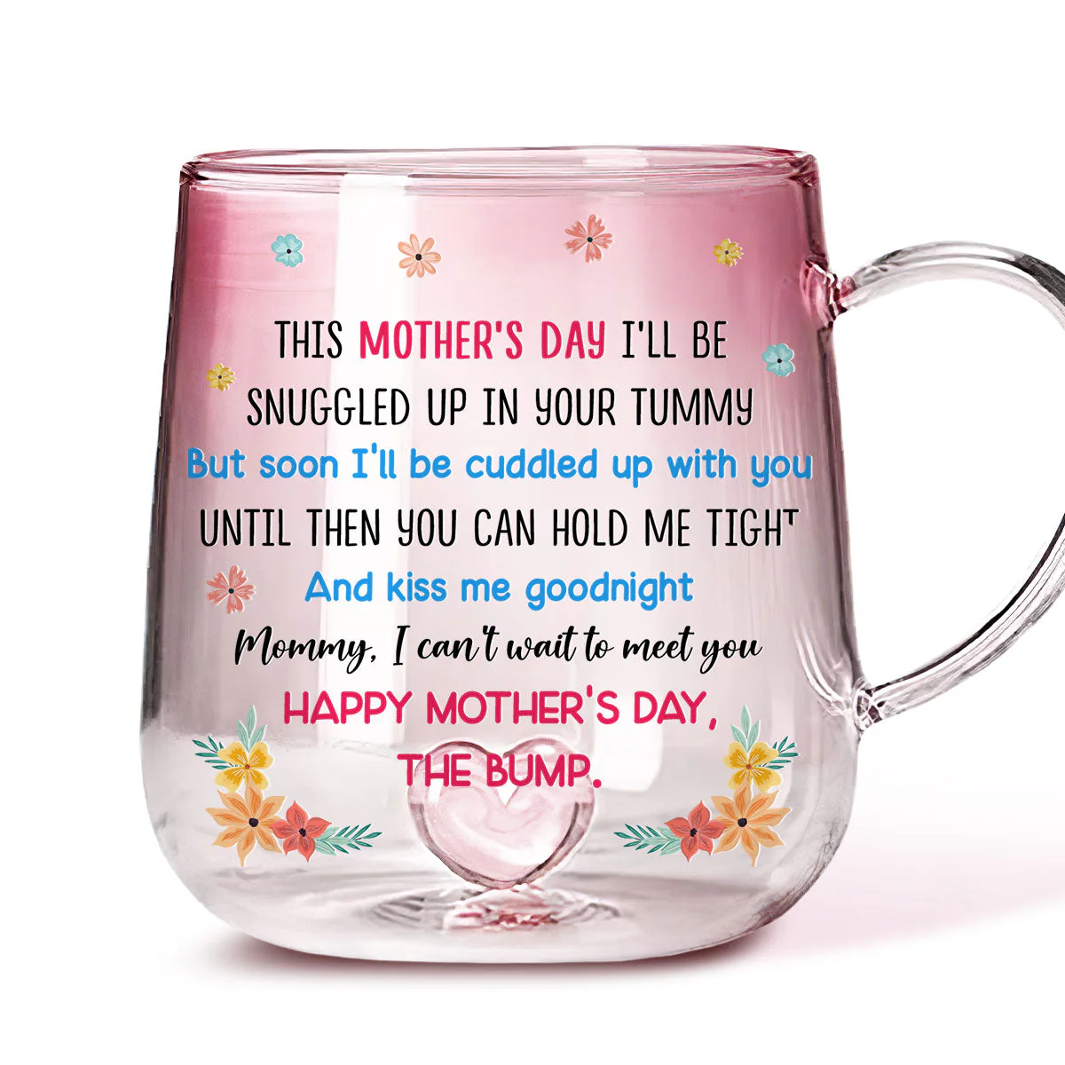 Love From The Bump - Personalized Custom Pink Gradient Glass Mug - Image 2