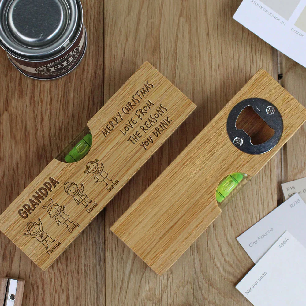 Love From The Reasons You Drink - Personalized Custom Engraved Wooden Spirit Level Bottle Opener - Image 3