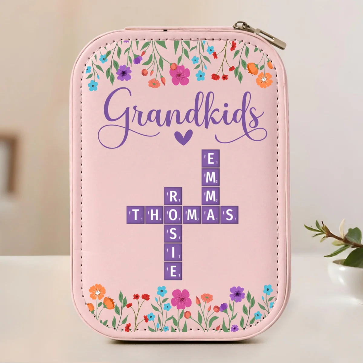 Love Grandkids - Personalized Custom Jewelry Box With LED Mirror - Image 8