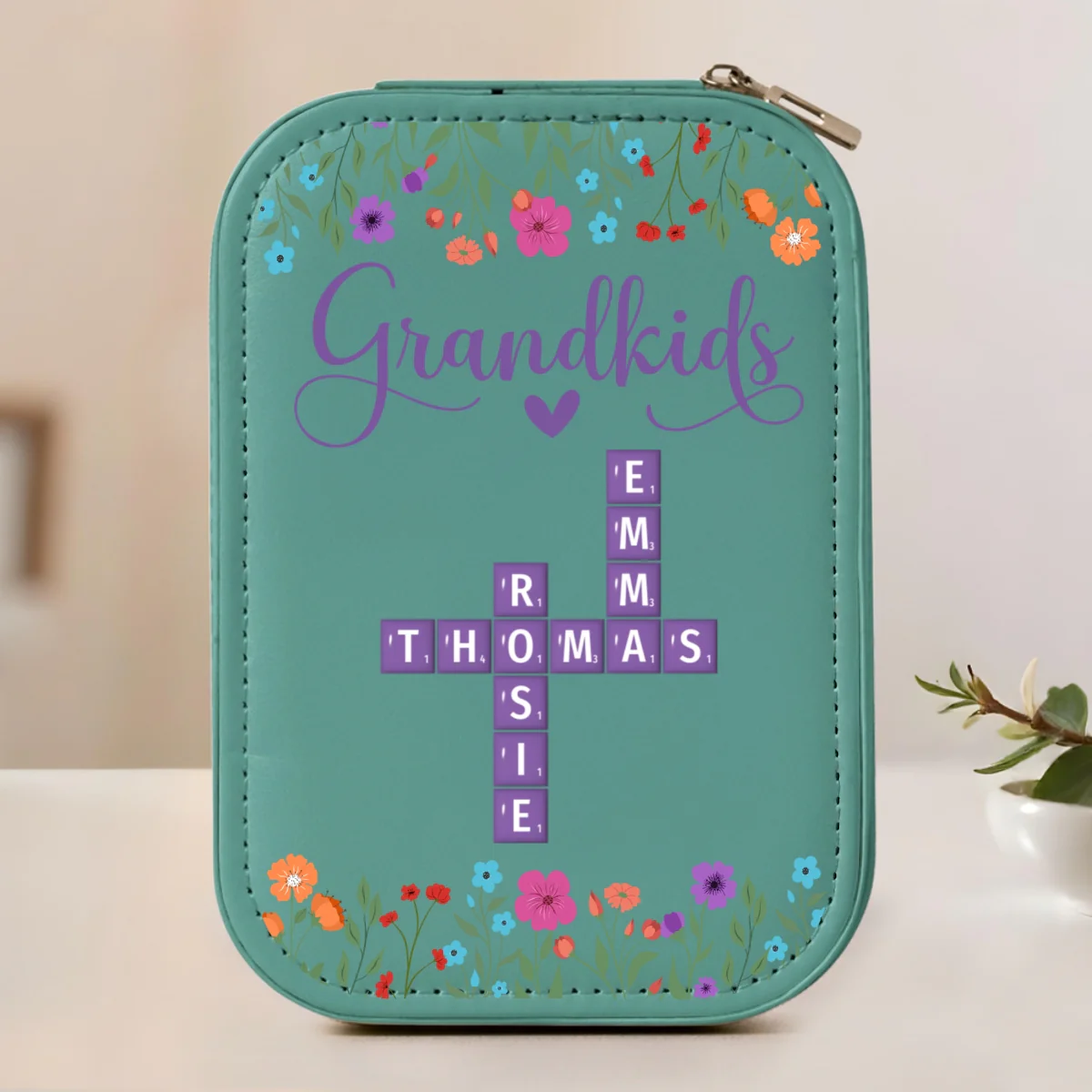 Love Grandkids - Personalized Custom Jewelry Box With LED Mirror - Image 9