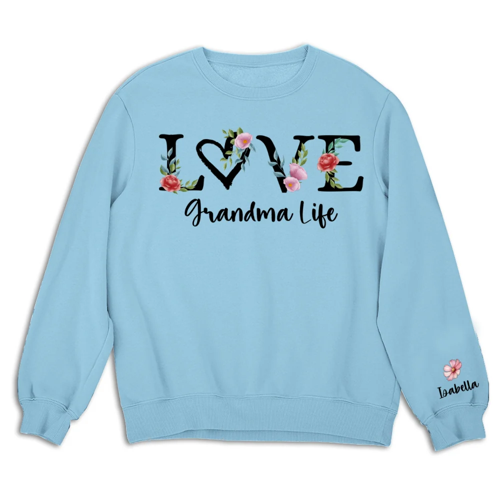 Love Grandma Life Birth Month Flowers - Personalized Custom Sweatshirt - Image 10