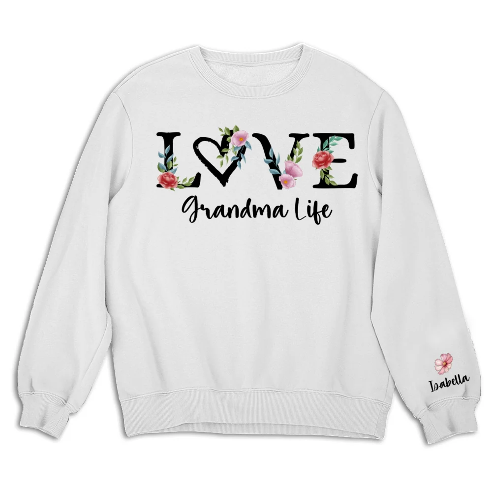 Love Grandma Life Birth Month Flowers - Personalized Custom Sweatshirt - Image 6