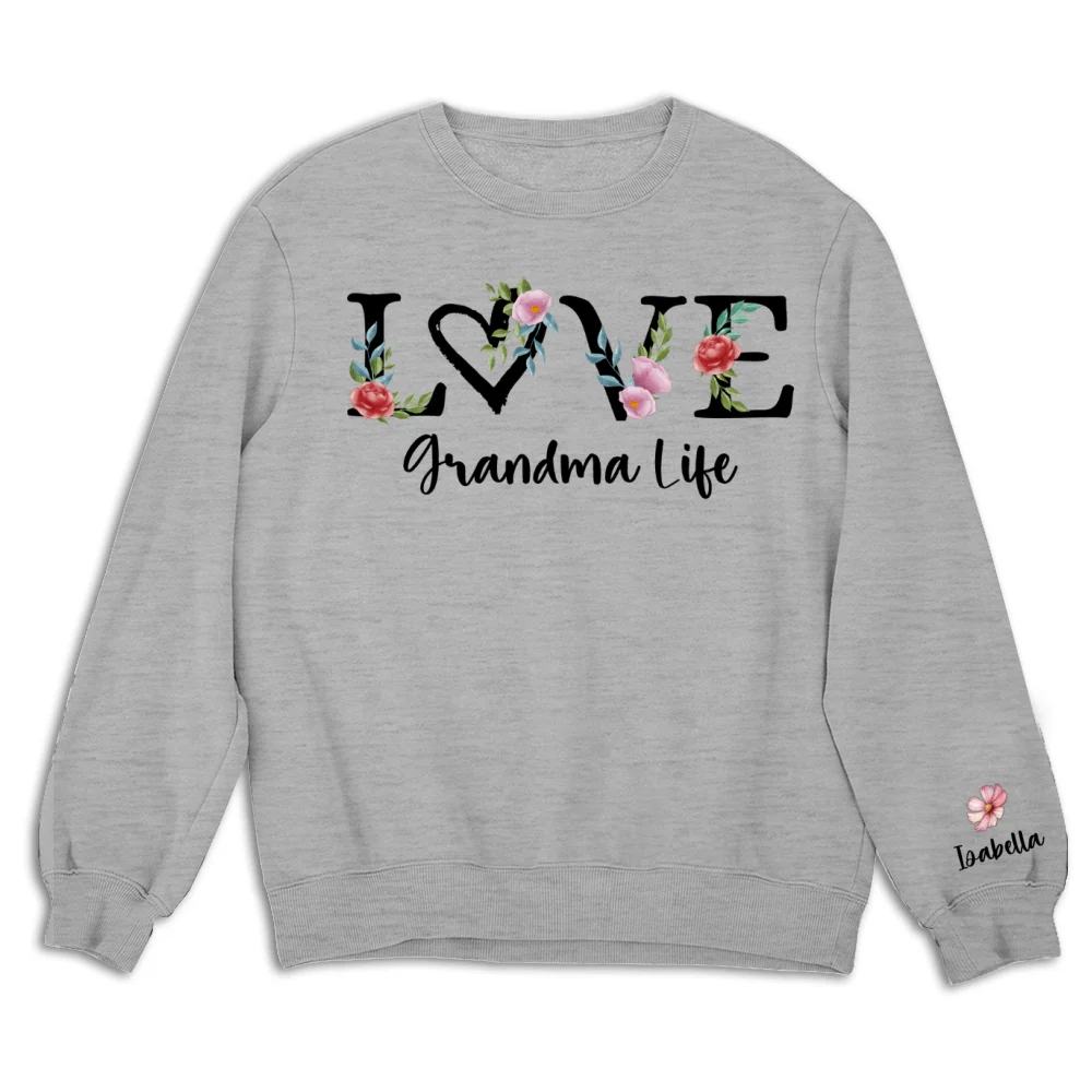 Love Grandma Life Birth Month Flowers - Personalized Custom Sweatshirt - Image 7
