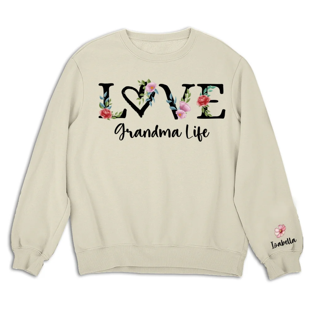 Love Grandma Life Birth Month Flowers - Personalized Custom Sweatshirt - Image 9