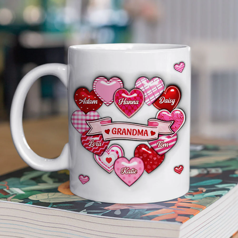 Love Grows Here Grandma - Personalized Custom 3D Inflated Effect Mug - Image 2