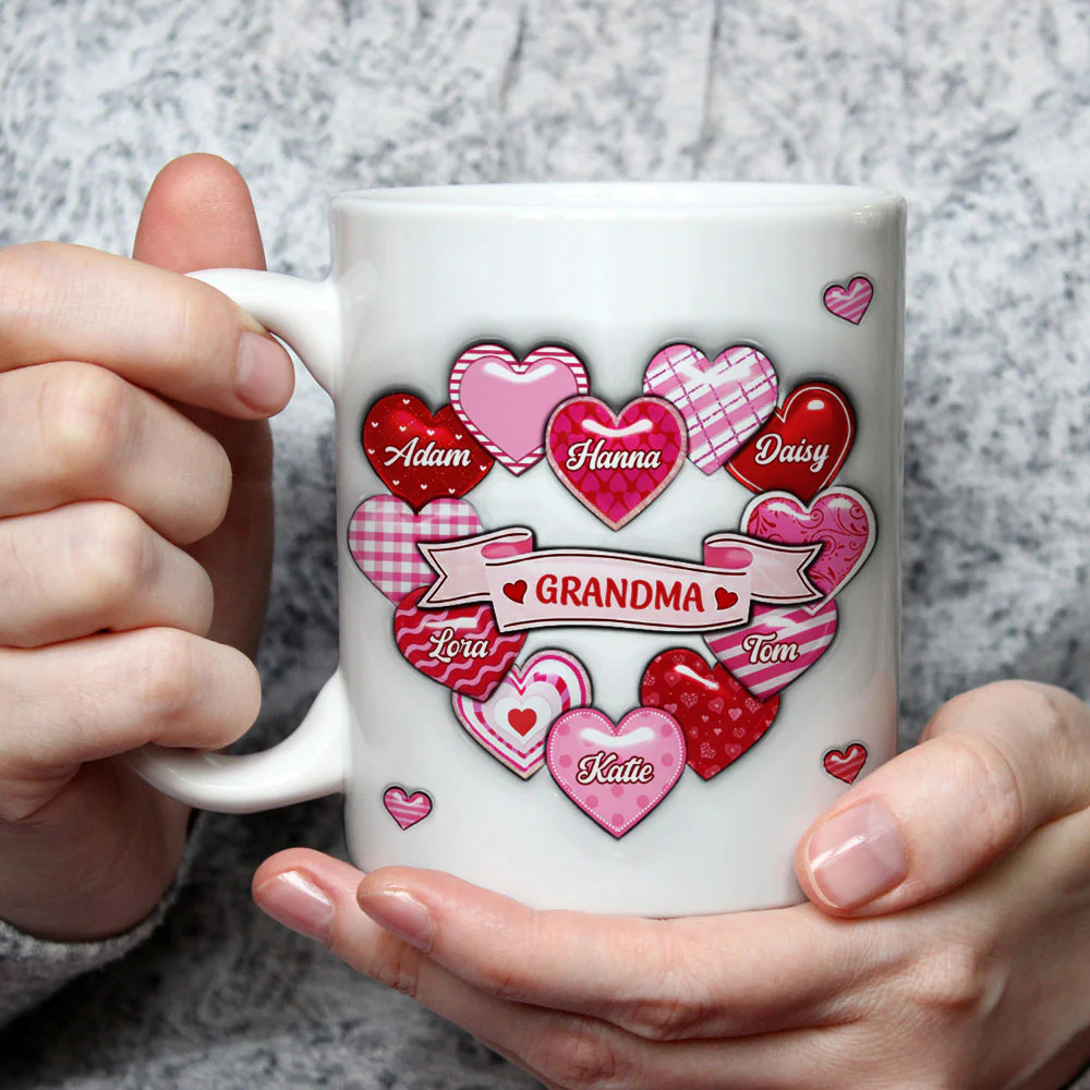 Love Grows Here Grandma - Personalized Custom 3D Inflated Effect Mug - Image 3