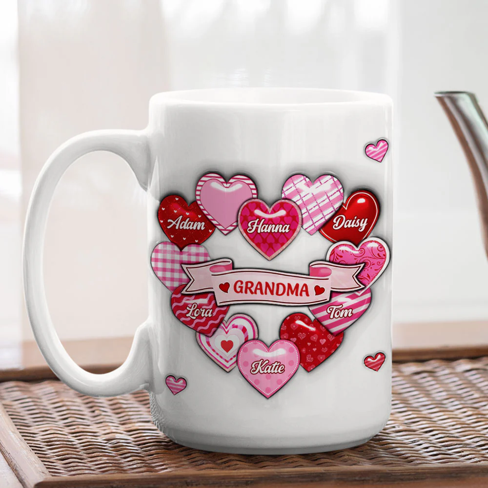 Love Grows Here Grandma - Personalized Custom 3D Inflated Effect Mug - Image 4