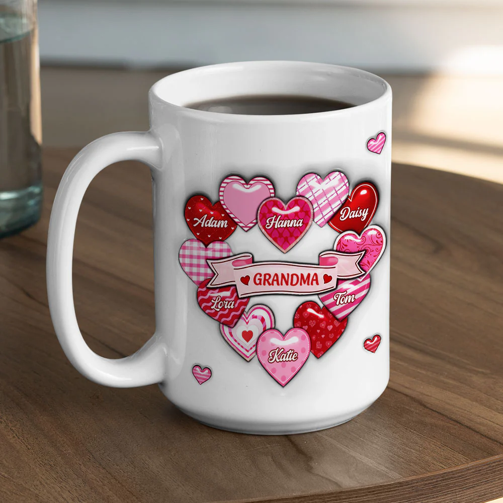 Love Grows Here Grandma - Personalized Custom 3D Inflated Effect Mug - Image 5