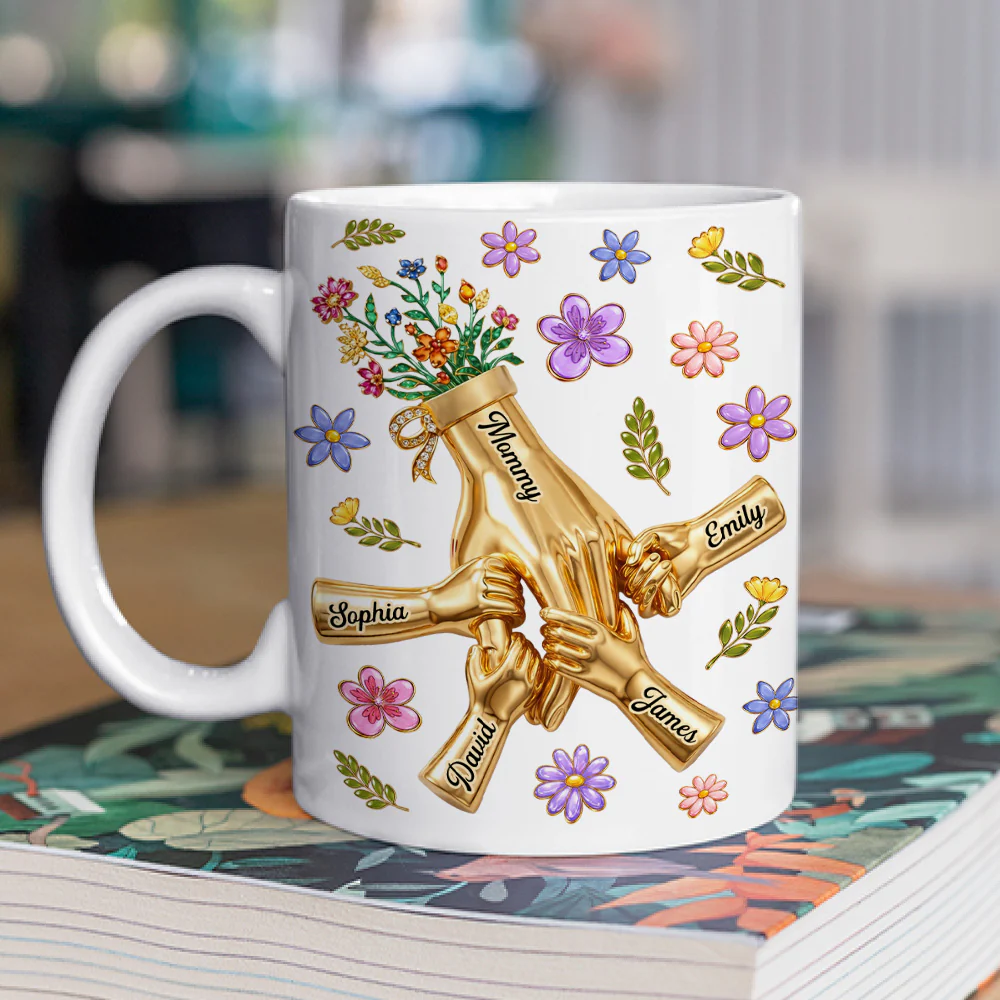 Love Grows In Mommy Arms - Personalized Custom 3D Inflated Effect Mug - Image 2