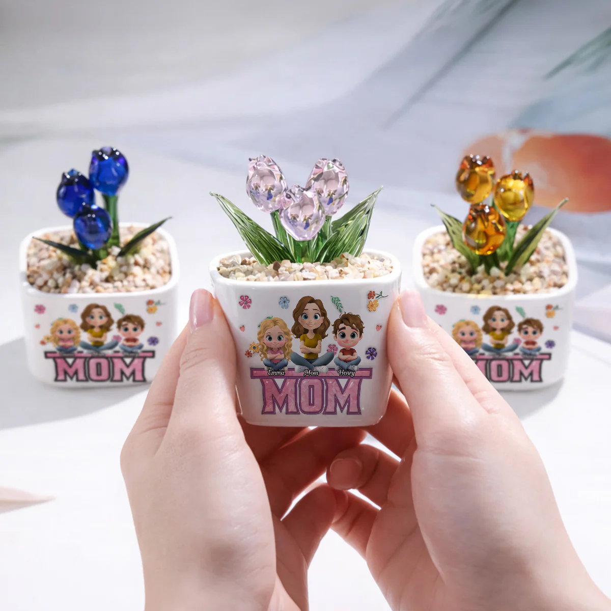 Love Grows Into Family - Personalized Custom Glass Everlasting Tulips - Image 2