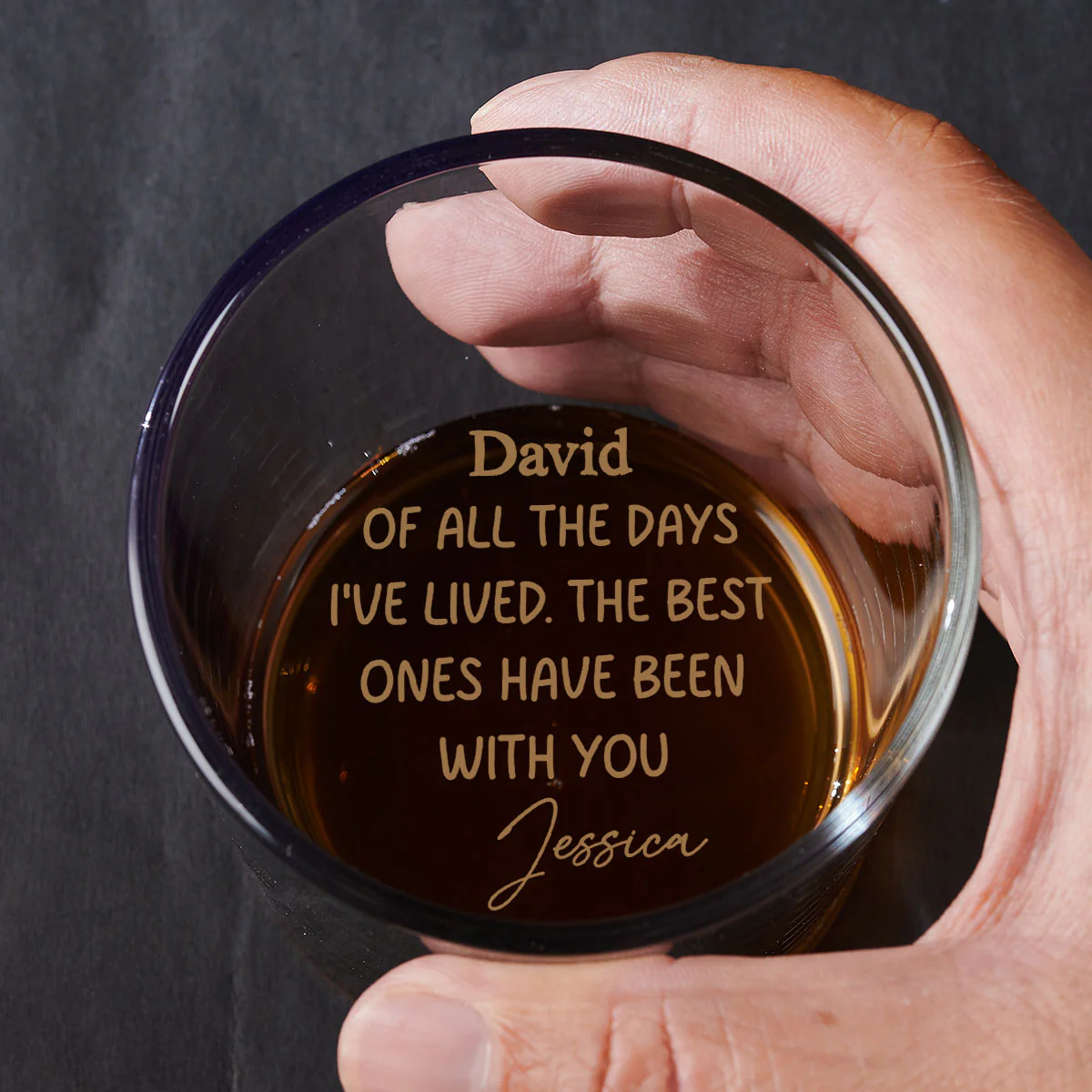 Love Grows Stronger With You - Personalized Custom Engraved Whiskey Glass