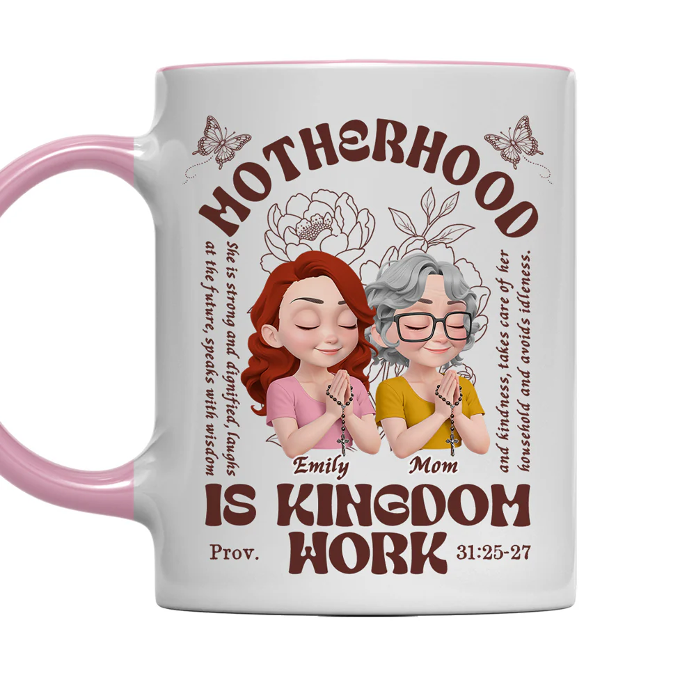 Love Grows Through Motherhood - Personalized Custom Accent Mug