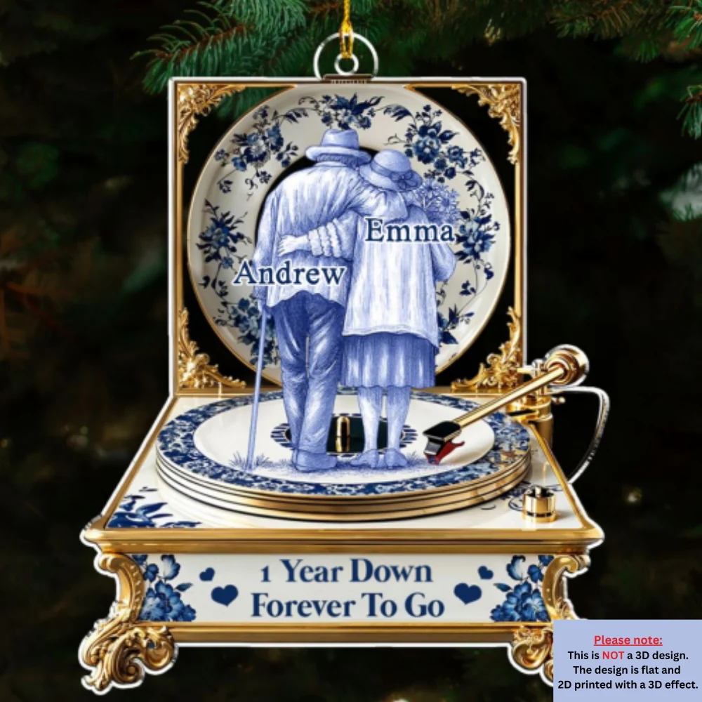 Love In Blue Toile - Personalized Custom Acrylic Ornament - Image 7