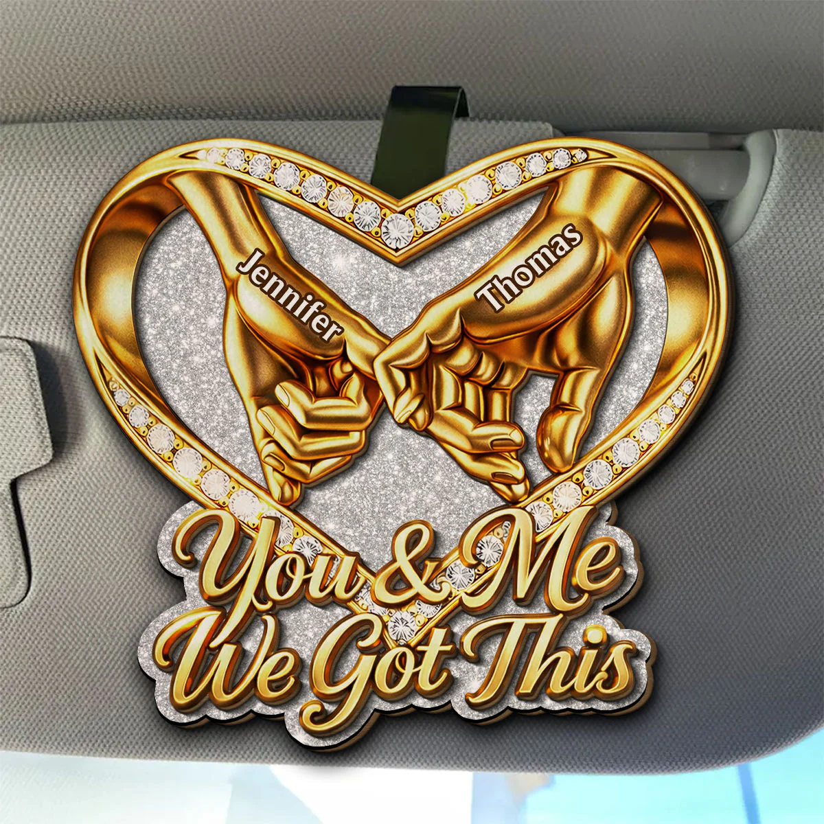 Love in Gold - Personalized Custom Car Visor Clip