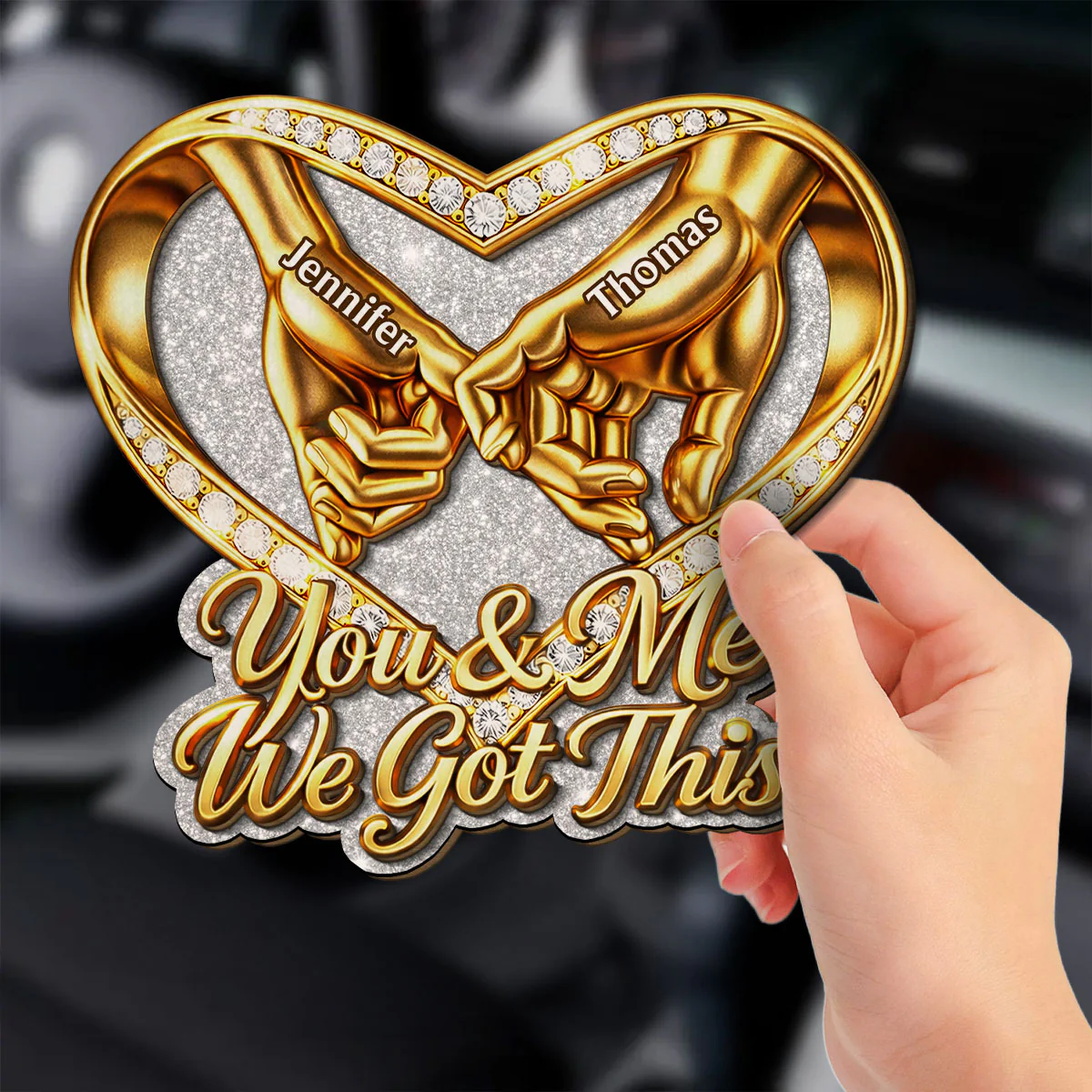 Love in Gold - Personalized Custom Car Visor Clip - Image 3