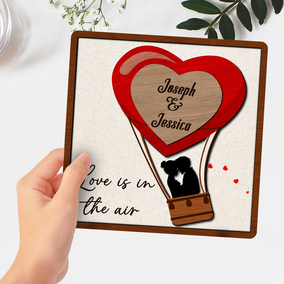 Love Is In The Air - Personalized Custom Wooden Plaque - Image 2