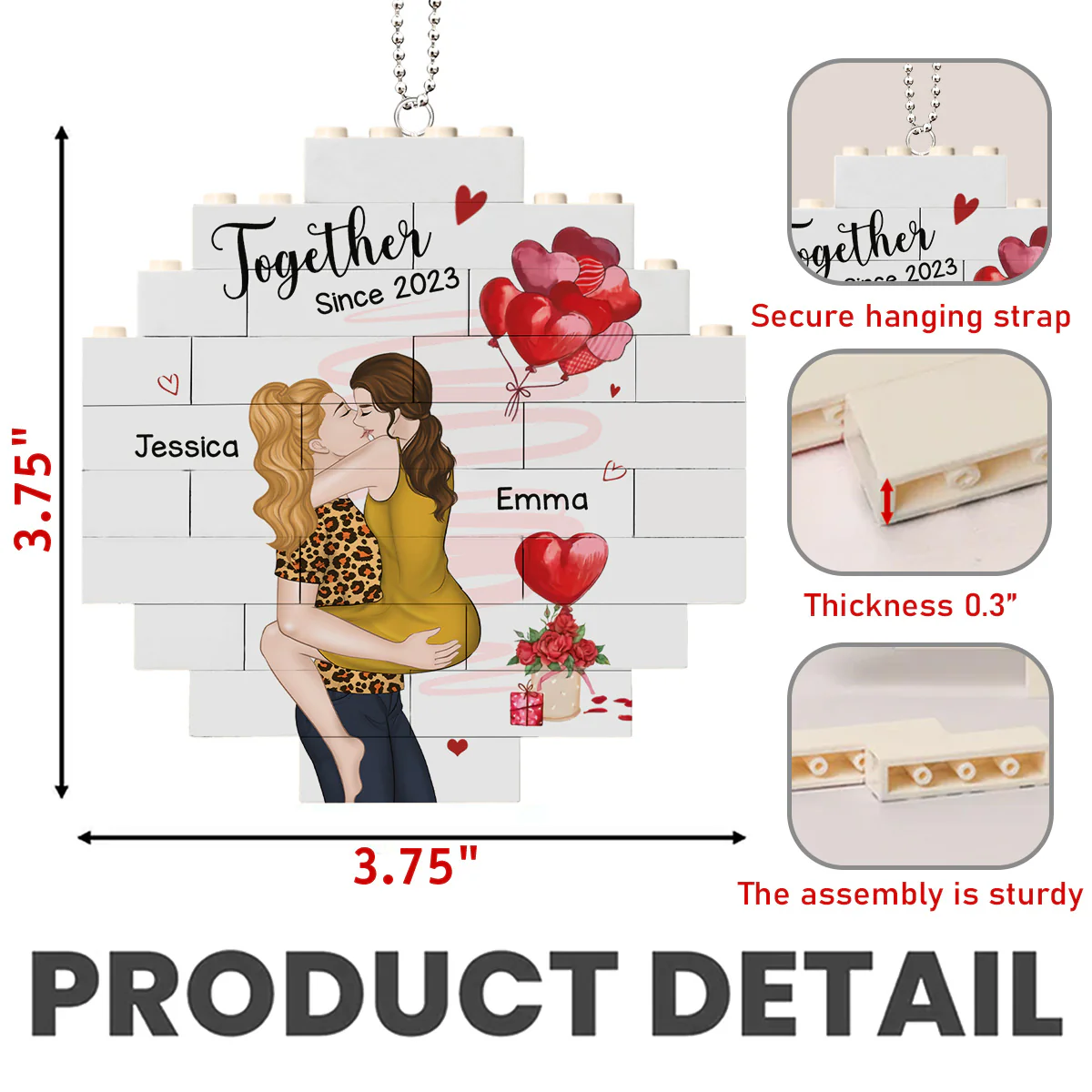 Love Is Love - Personalized Custom Puzzle Car Ornament - Image 5