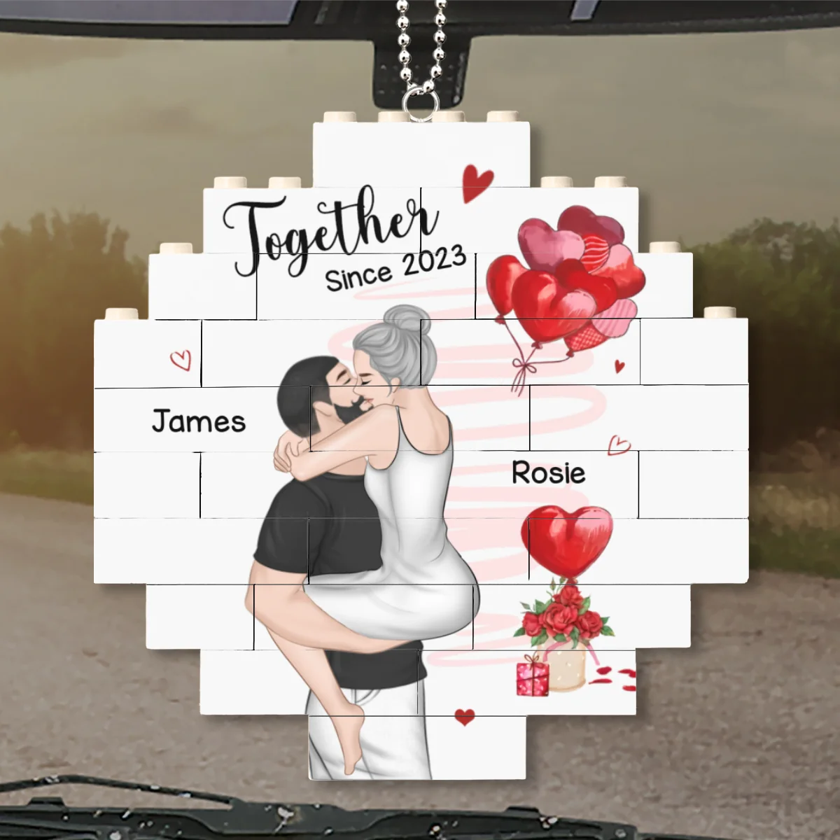 Love Is Love - Personalized Custom Puzzle Car Ornament - Image 6