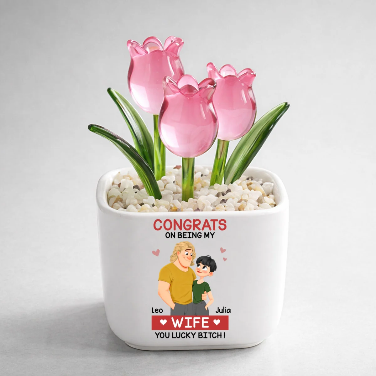 Love Is You 2 - Personalized Custom Glass Everlasting Tulips - Image 8