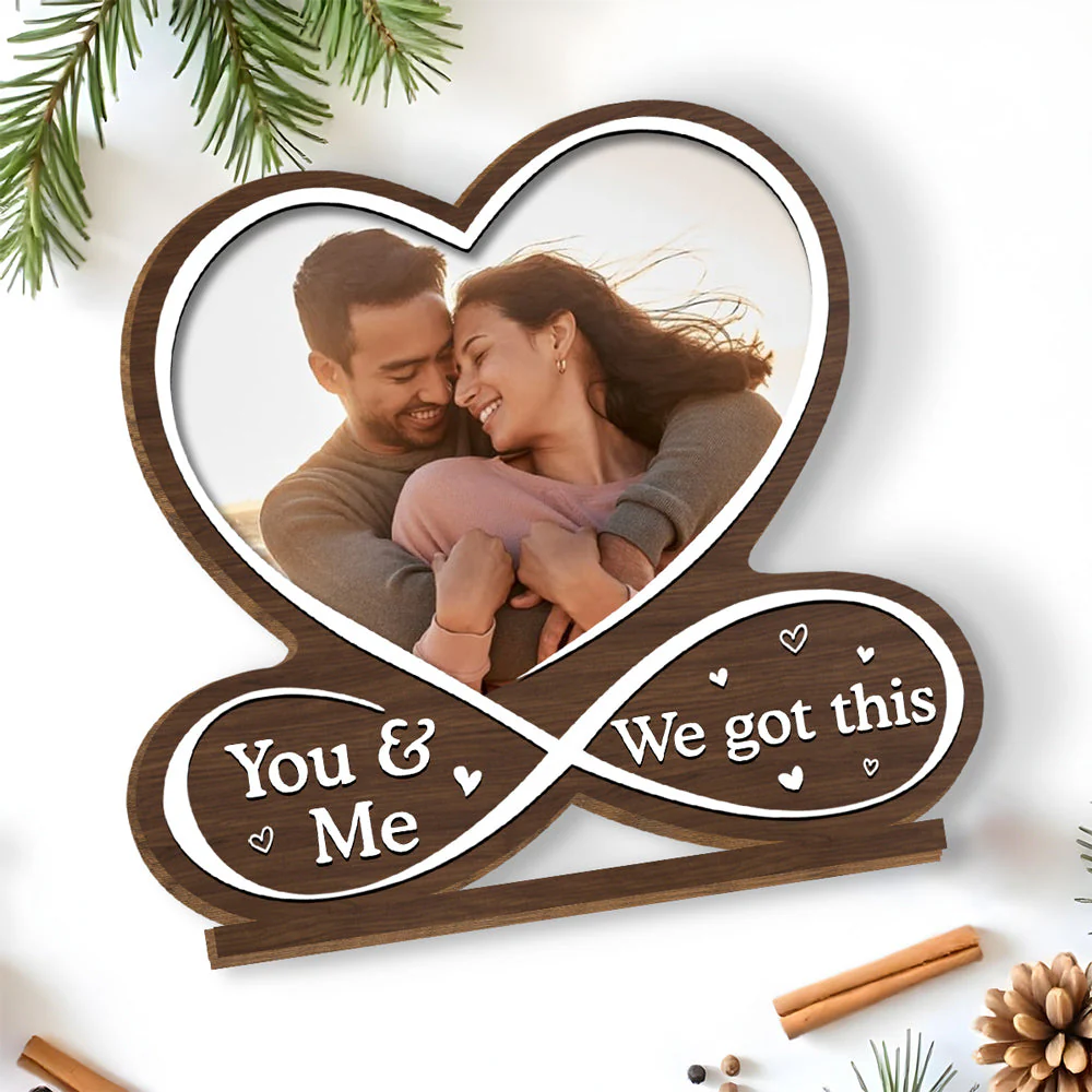 Love Is You - Personalized Custom 2-Layer Wood Plaque With Flat Base - Image 3