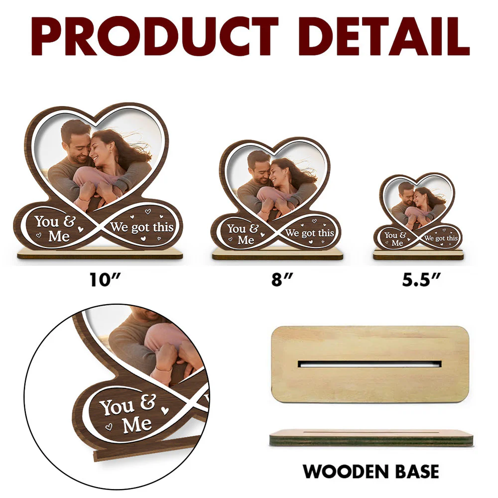 Love Is You - Personalized Custom 2-Layer Wood Plaque With Flat Base - Image 6