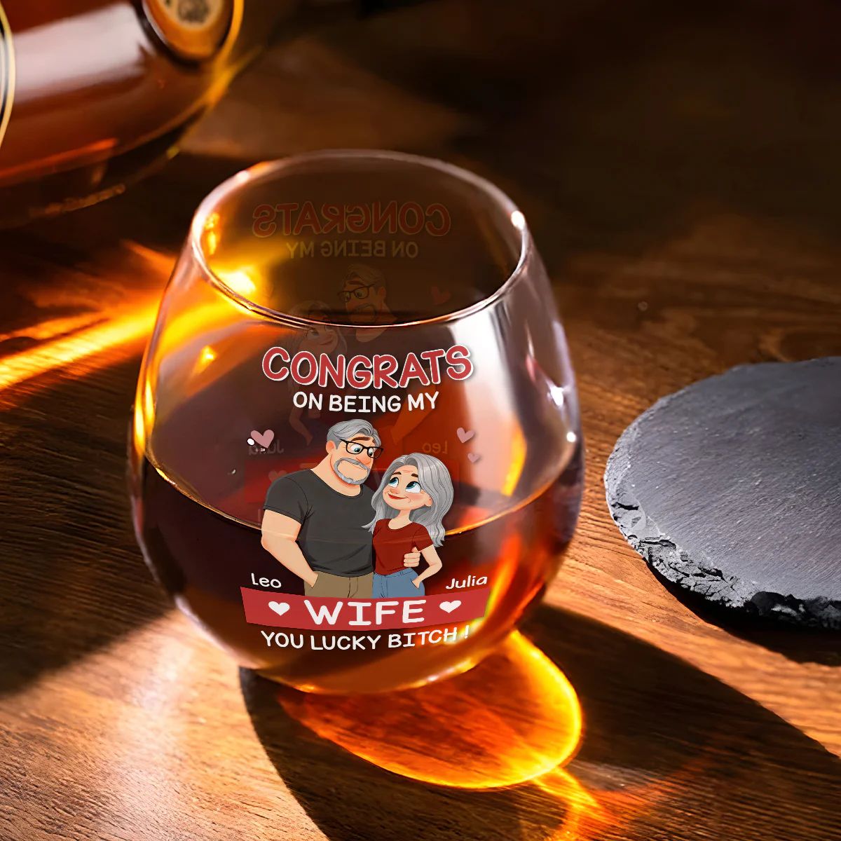 Love Is You - Personalized Custom Wine Glass - Image 3