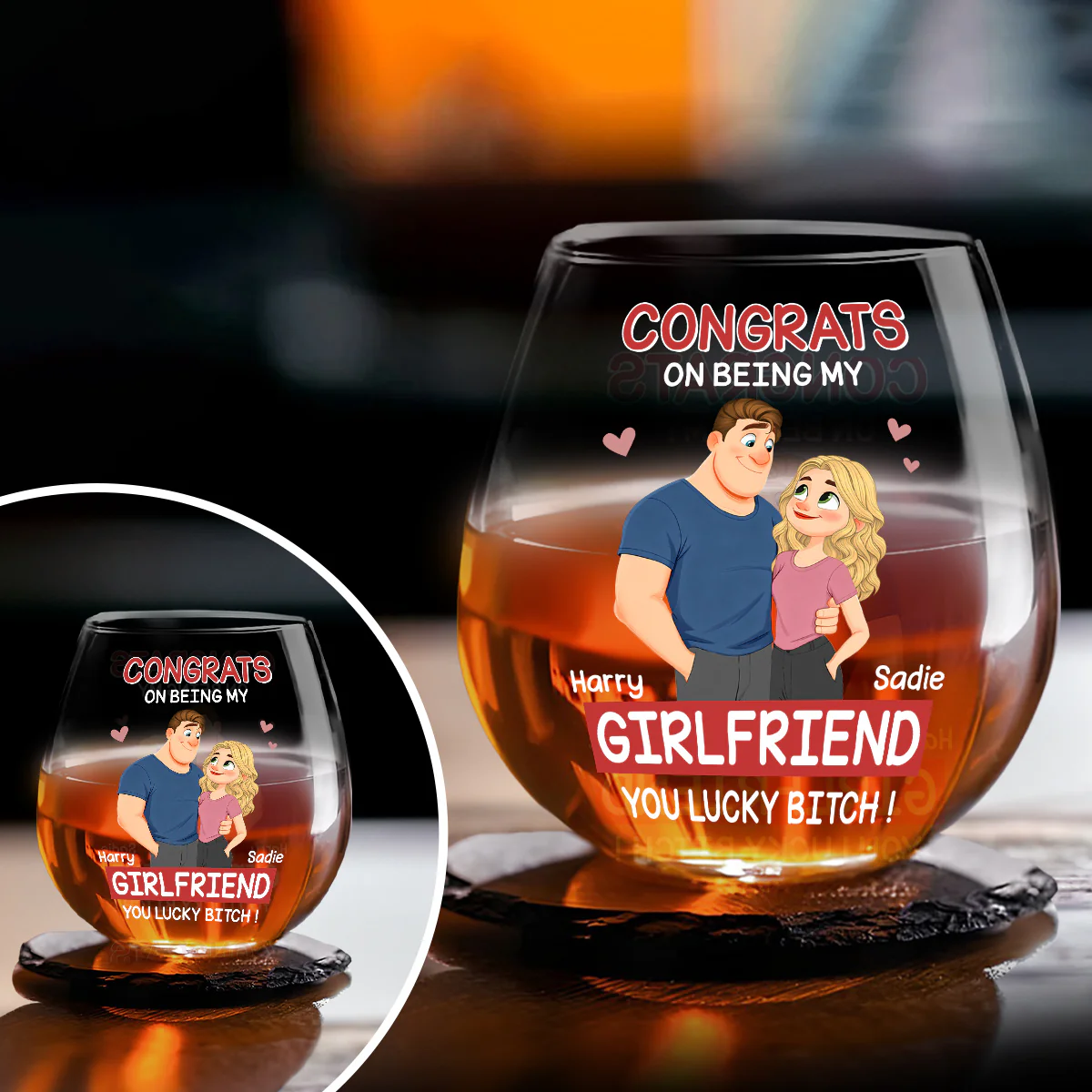 Love Is You - Personalized Custom Wine Glass - Image 4
