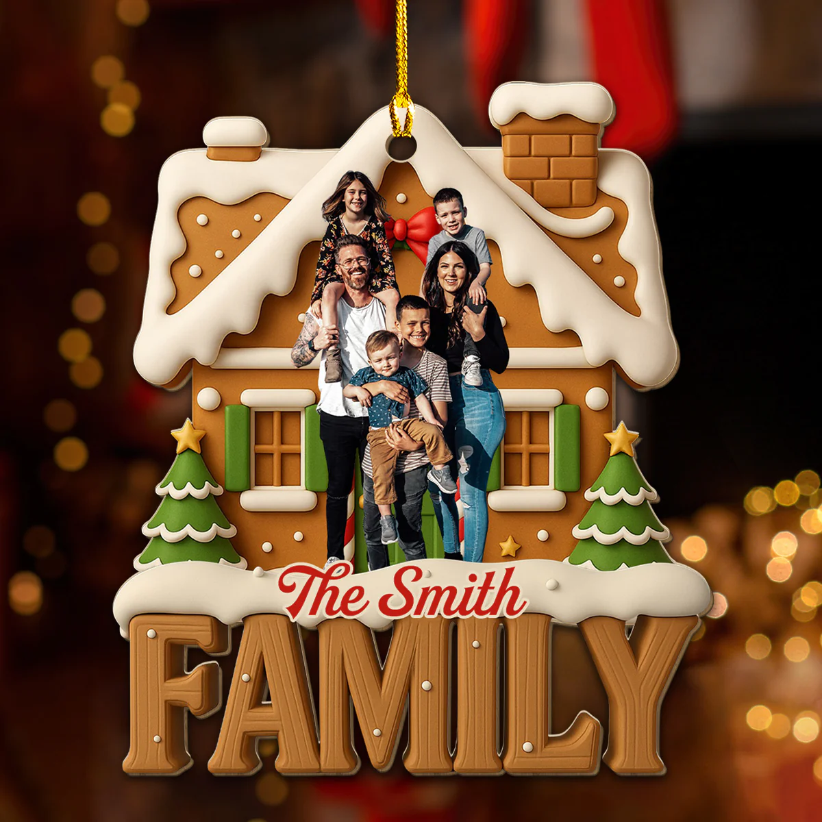 Love Lives Here This Christmas - Personalized Custom 3D Effect Wood Ornament - Image 2