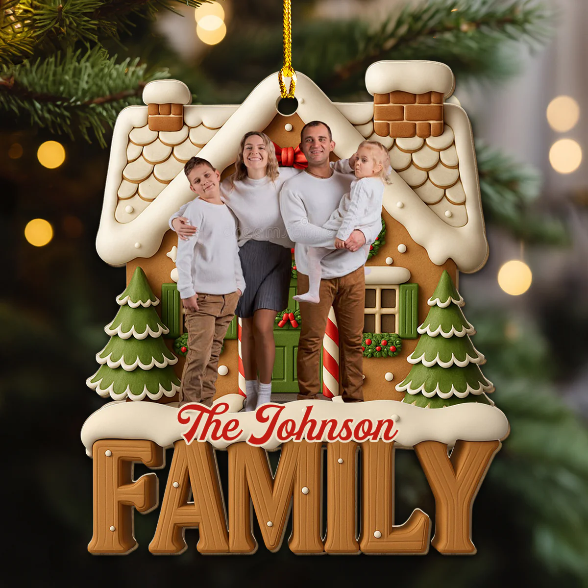 Love Lives Here This Christmas - Personalized Custom 3D Effect Wood Ornament - Image 3
