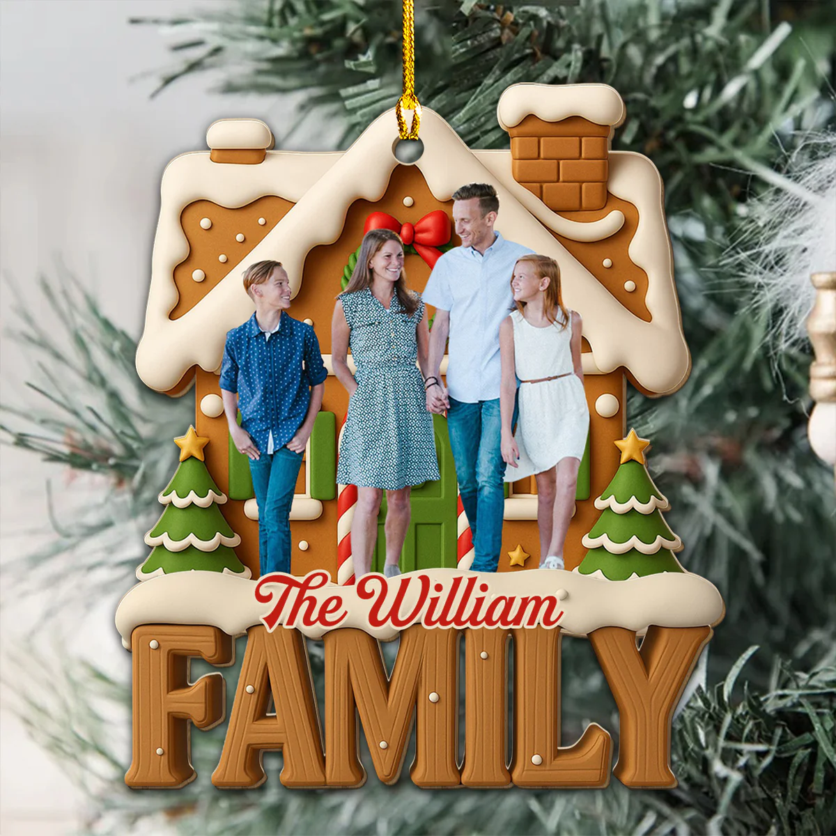 Love Lives Here This Christmas - Personalized Custom 3D Effect Wood Ornament - Image 4