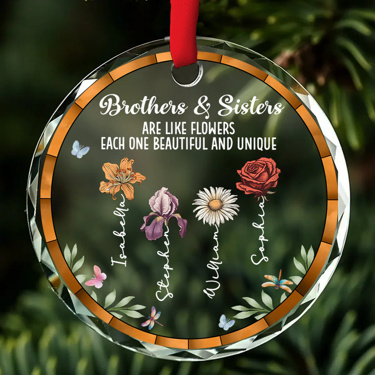Love Makes Every Flower Bloom - Personalized Custom Glass Ornament